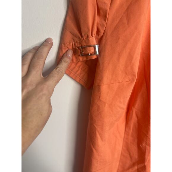 Apt. 9 Womens Button Front Blouse Short Sleeve Size Small Orange - Picture 3 of 6